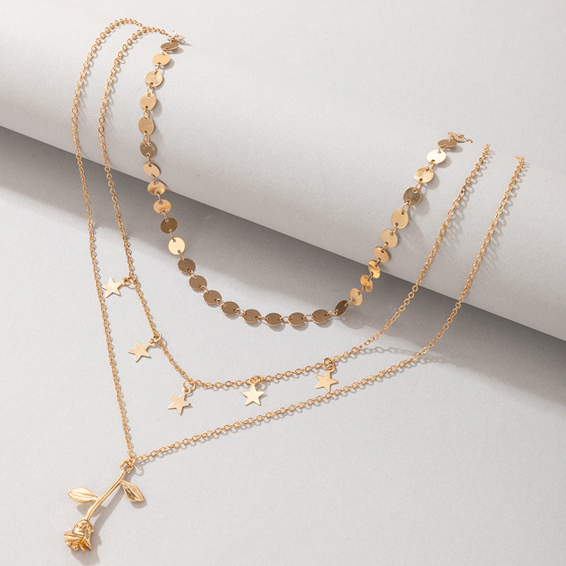 Multi-layer Disc Gold Ladies Necklace