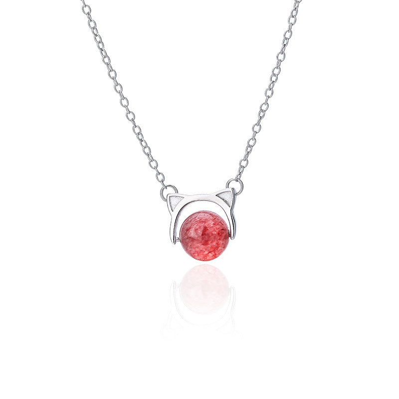 Sterling Silver Clavicle Chain Female Sweet Crystal Necklace