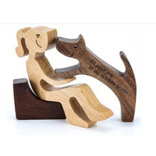 Load image into Gallery viewer, DIY Figurine Wood Dog Ornament Sculpture Home Decoration A Man A Dog Wood Sculpture Christmas Gifts Model Decor
