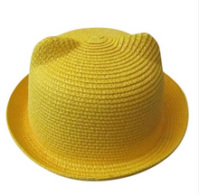 Load image into Gallery viewer, Summer hat Korean cute cat ears straw hat sun hat sun hat
