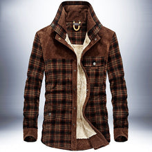 Load image into Gallery viewer, Winter Jacket Men Thicken Warm Fleece Jackets Coats Pure Cotton Plaid Jacket Military Clothes

