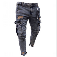 Load image into Gallery viewer, Cargo Hole Denim Jeans Men
