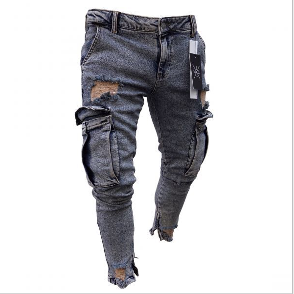 Cargo Hole Denim Jeans Men