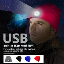 Load image into Gallery viewer, 6 LED Headlamp Beanie Rechargeable Lighted Hat With LED Head Light Flashlight For Outdoor Evening Sport Fishing Camping
