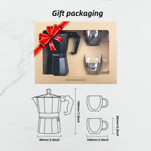 Load image into Gallery viewer, Stovetop Espresso Maker Espresso Cup Moka Pot Classic Cafe Maker Percolator Coffee Maker Italian Espresso for Gas or Electric Aluminum Black Gift package with 2 cups Amazon Platform Banned
