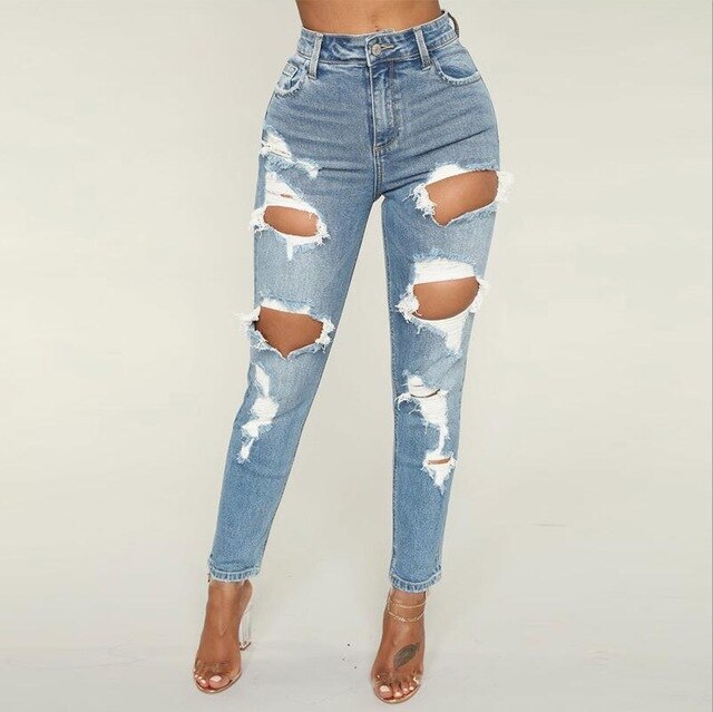 2020 ripped jeans for women high waisted
