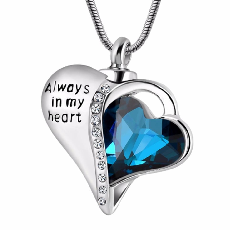 Heart Urn Necklaces for Ashes Always in my heart memorial cremation jewelry fashion ash urn pendant necklace