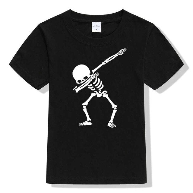 kids unisex t-shirt dabbing skull Skeleton teen boys girls summer style short sleeve tops tshirt children casual tees t shirt